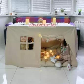 Домик скатерть Льняной